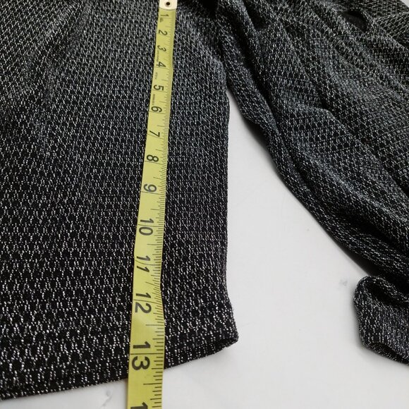 Catherines Plus Blouse Size 4X Christmas Black Shine Silver Tunic Metal Party - Picture 6 of 8